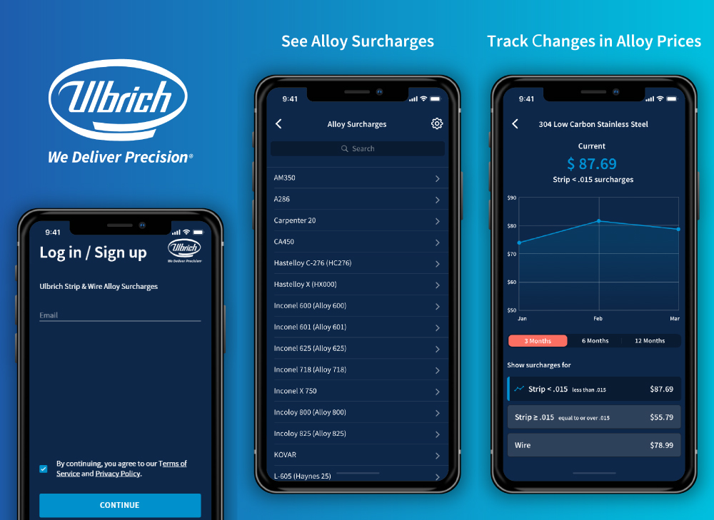 See and Track Alloy Surcharges in the New Ulbrich Mobile App!