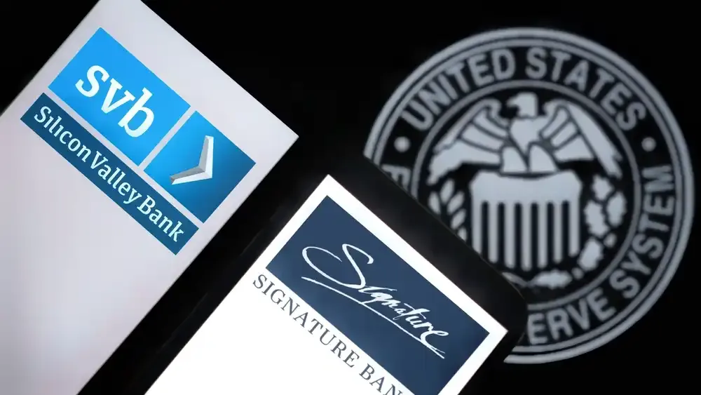 Silicon Valley Bank and Signature Bank Closed with Federal Reserve System (The FED) logo