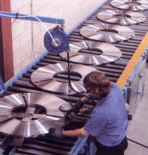 pancake coils on conveyor