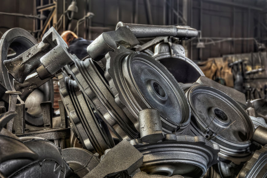 Cast iron parts at a foundry