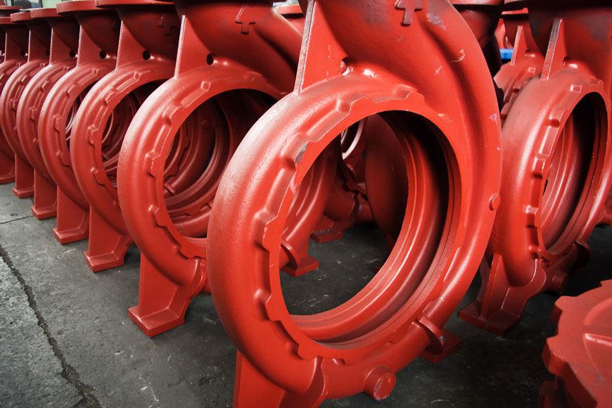 Red colored slurry pump house castings