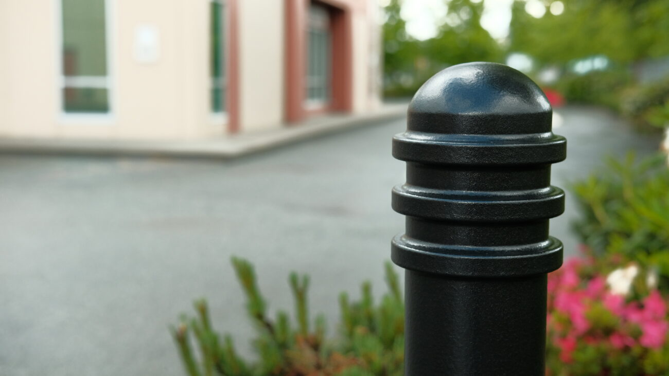 A metal bollard with our IronArmor protective coating