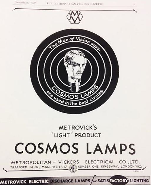 Metrovick’s Cosmos Lamps’, Metropolitan Vickers Gazette, 1937. NRM Ref: ALS2/55/C/9 