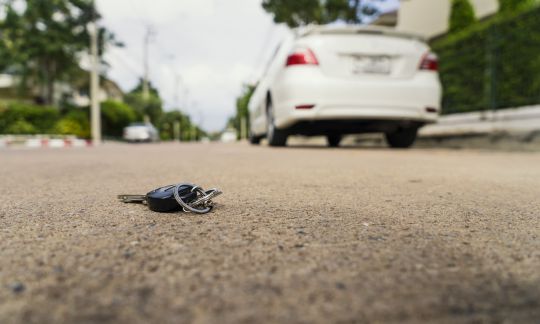 car key on the road