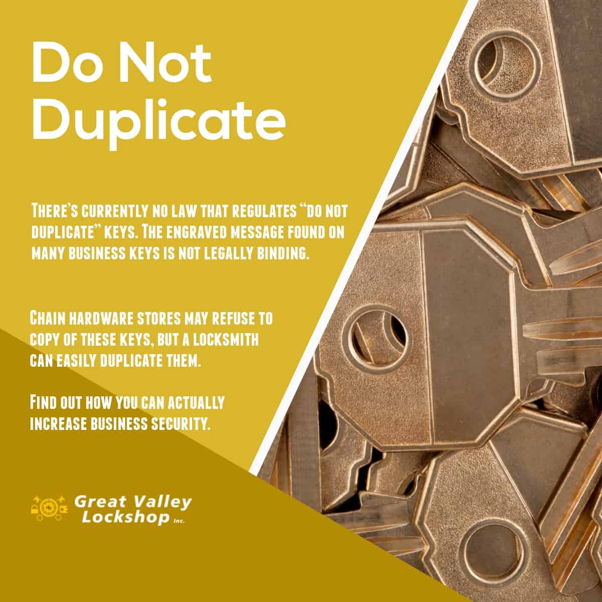 Information box about do not duplicate keys showing copies of blank keys.